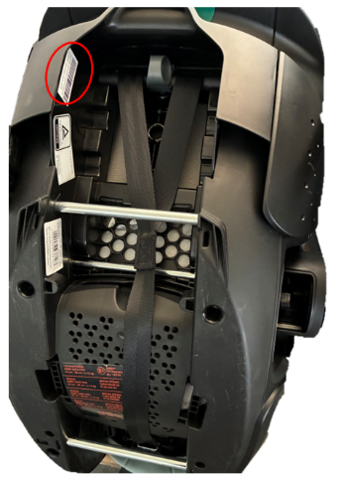 Shot of the BABY-SAFE PRO depicting the production date sticker located on the bottom side. 